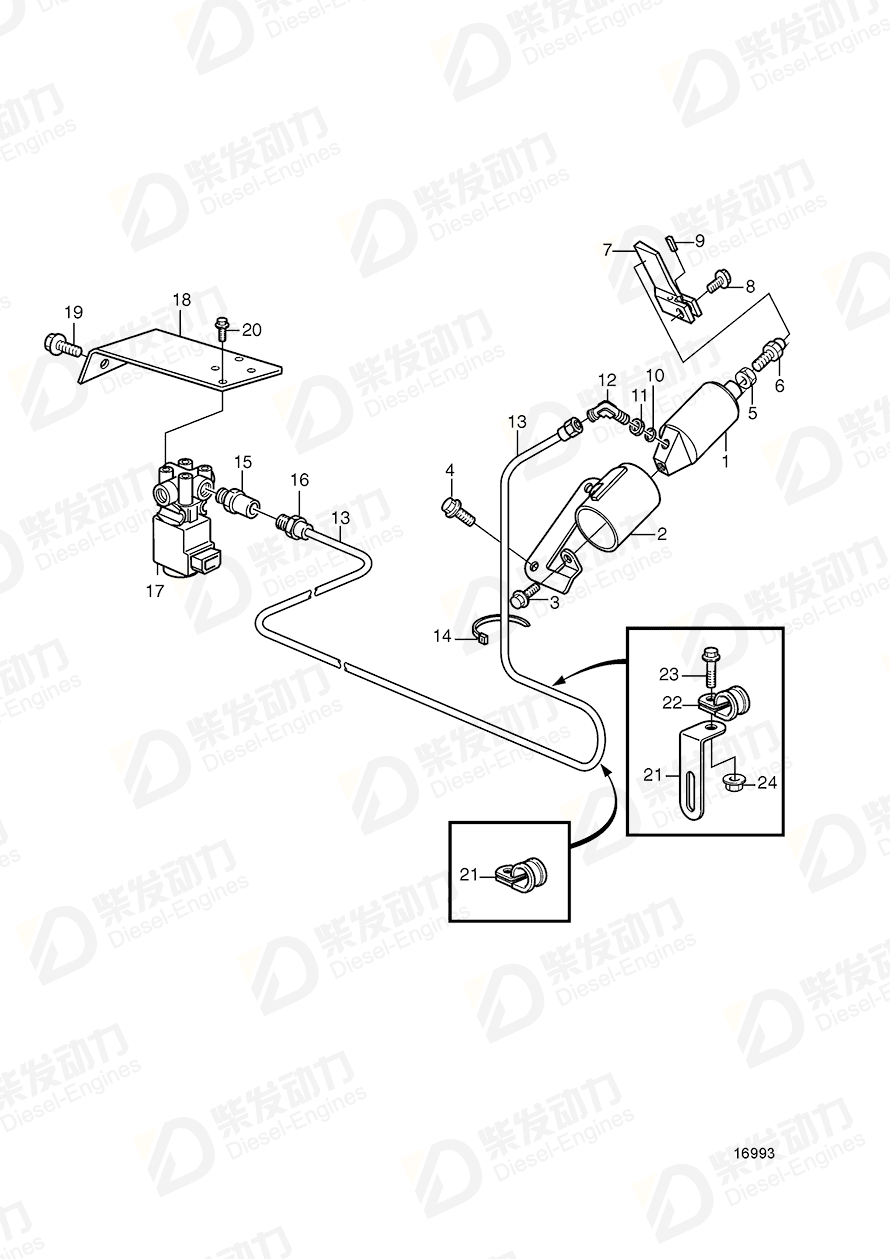volvo penta Solenoid valve 3986621 Drawing